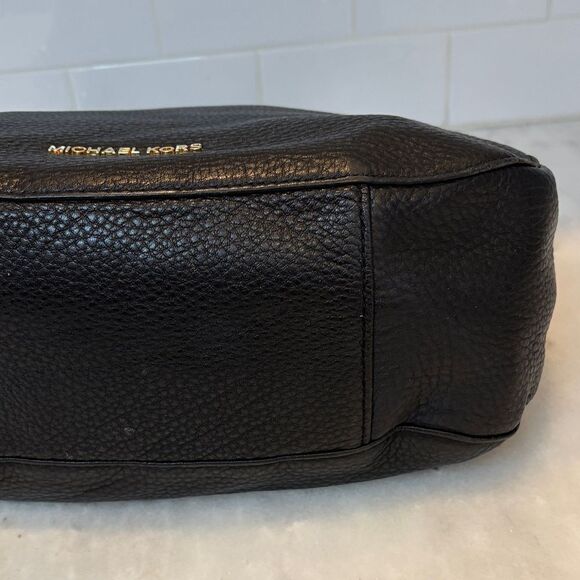 Michael Kors Purse Handbag Leather Brooke Pebbled Gold Chain Shoulder Bag - Picture 7 of 16